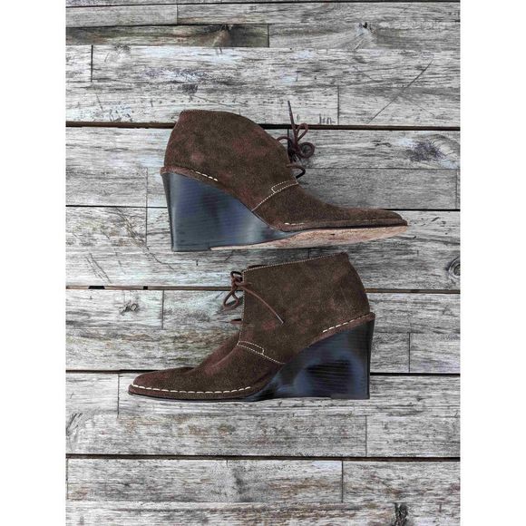 Lauren Ralph Lauren Chocolate Brown Suede Wedge Boots - Picture 3 of 8